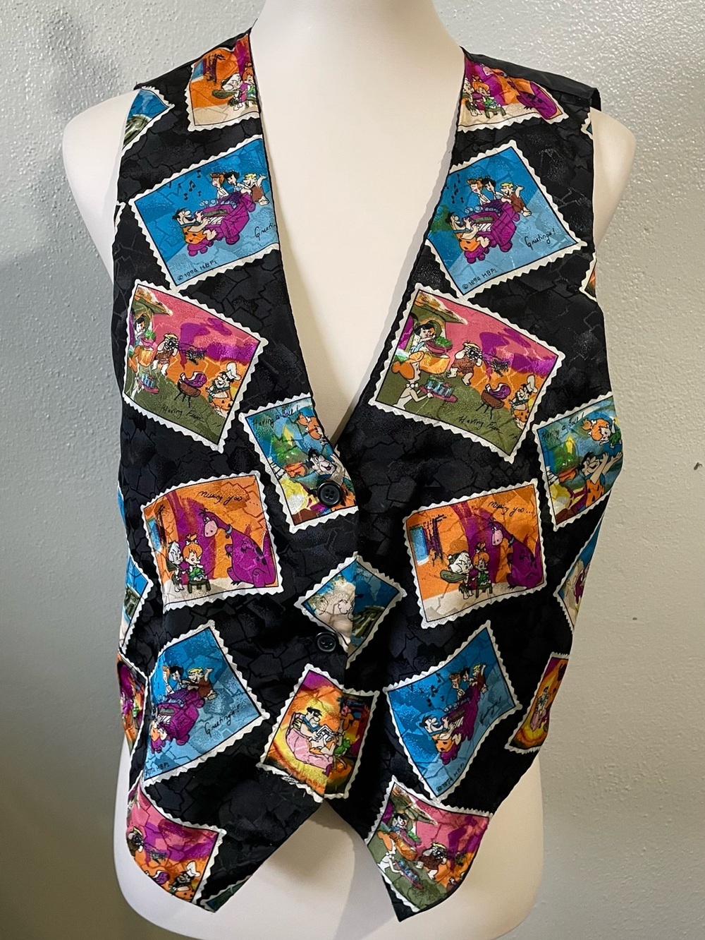 The Flintstones Hanna Barbera Vintage Cartoon Novelty Vest Colorful Retro TV 90s